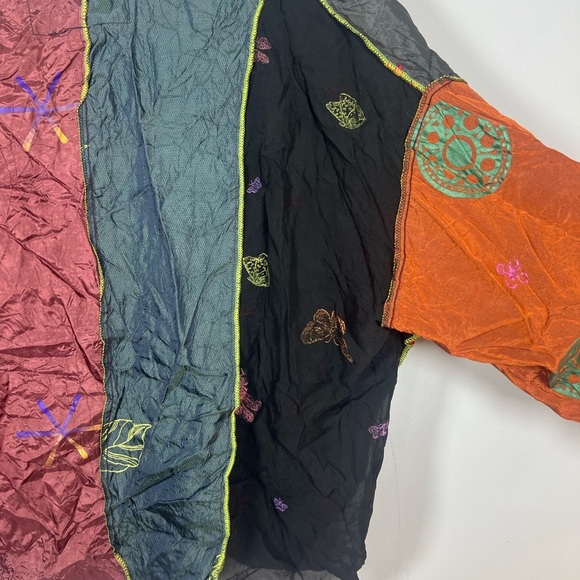 Skramble Colorblock Hippie Printed Kimono Tie Front One Size - Picture 7 of 8